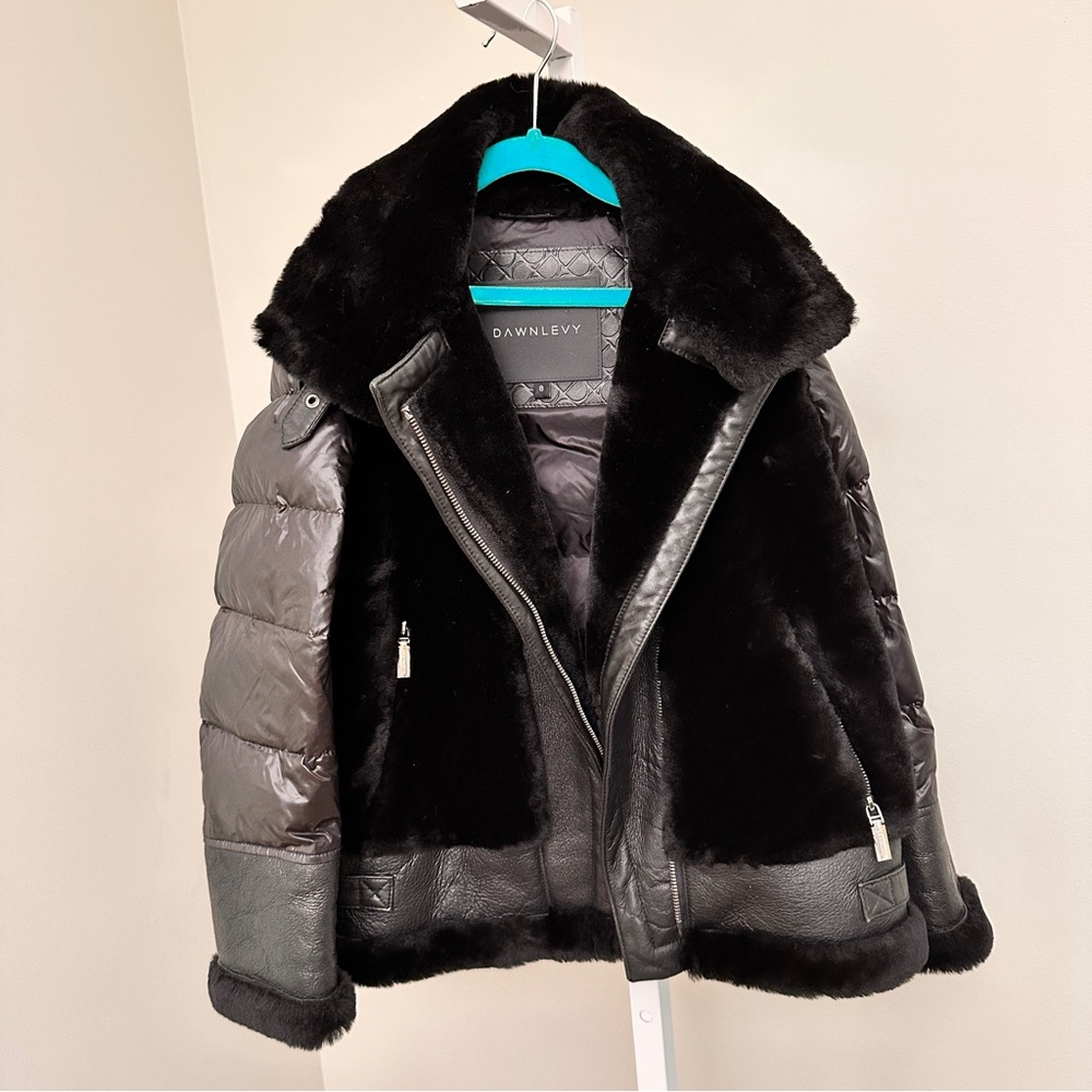 Dawn Levy for kids
Mel Mixed Leather & Shearling Down Moto Jacke size 10